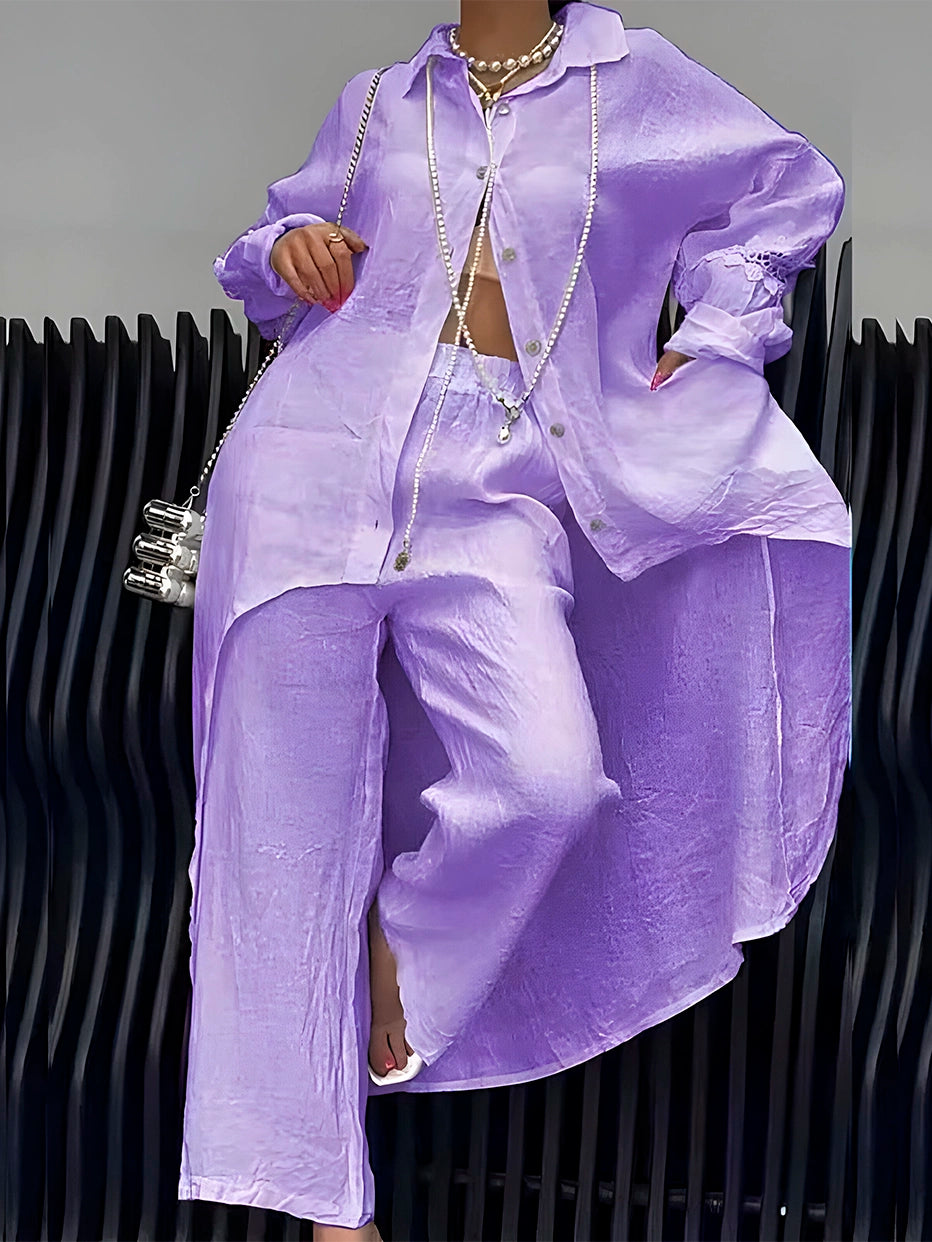 Conjunto Merie | Comprido de Linho Manga Comprida - Leve e Solto Verão