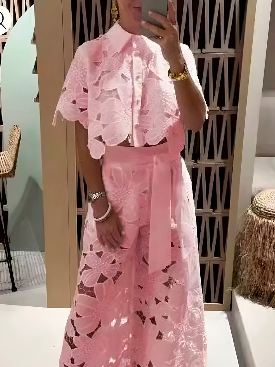 Conjunto Pluzi Calça + Camisa de Renda Leve e Soltinha (Verão 2025)