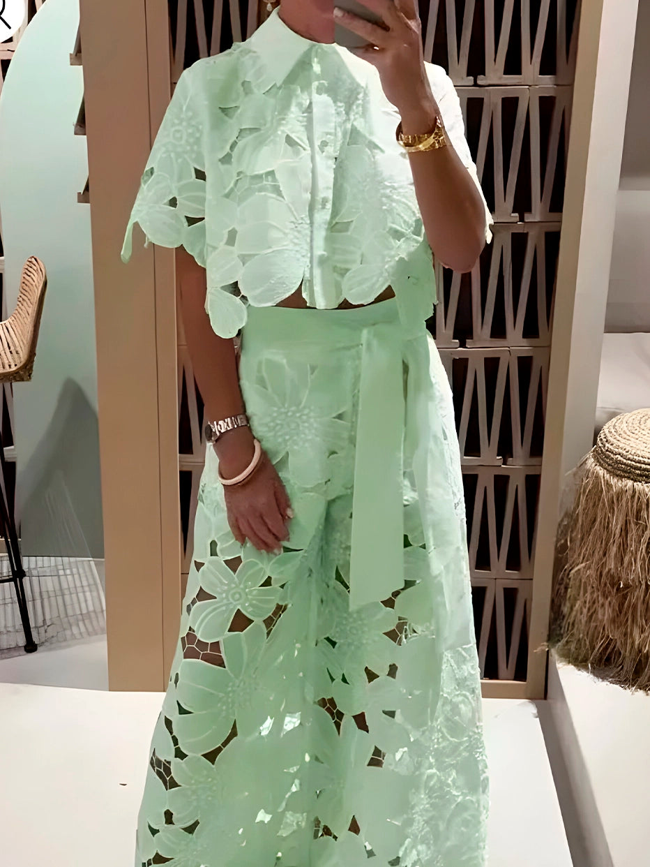 Conjunto Pluzi Calça + Camisa de Renda Leve e Soltinha (Verão 2025)