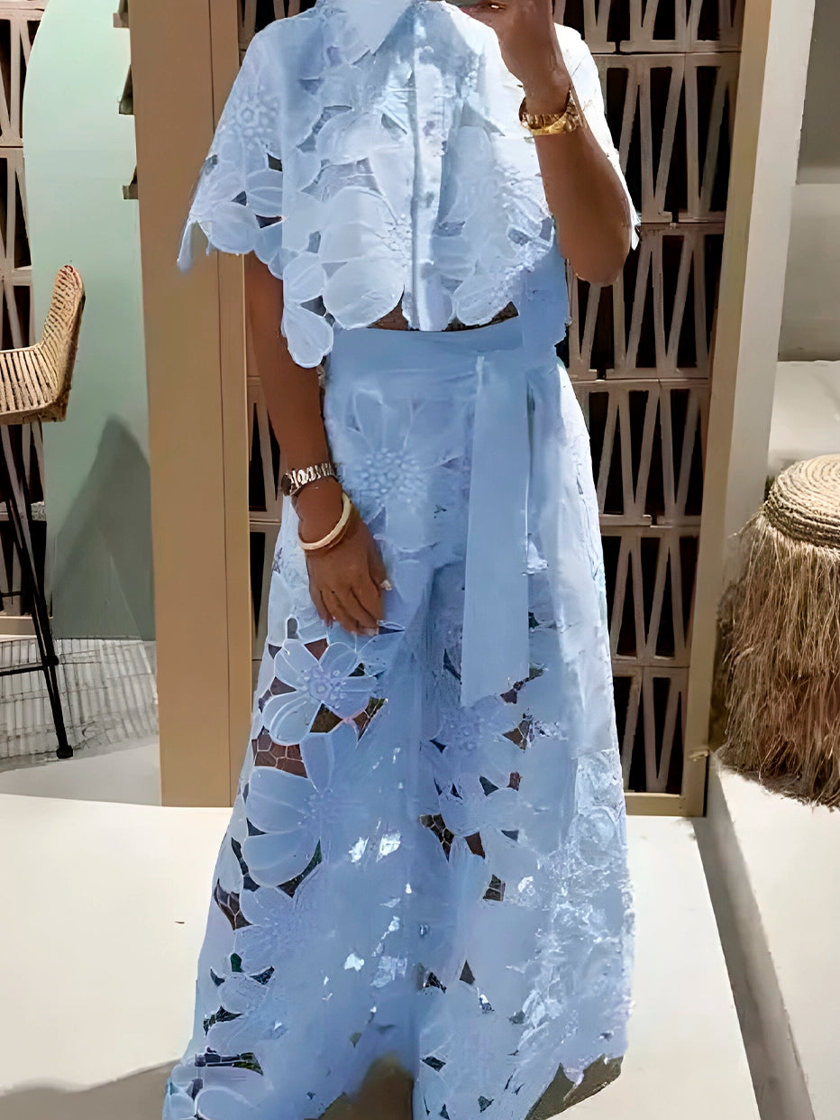 Conjunto Pluzi Calça + Camisa de Renda Leve e Soltinha (Verão 2025)