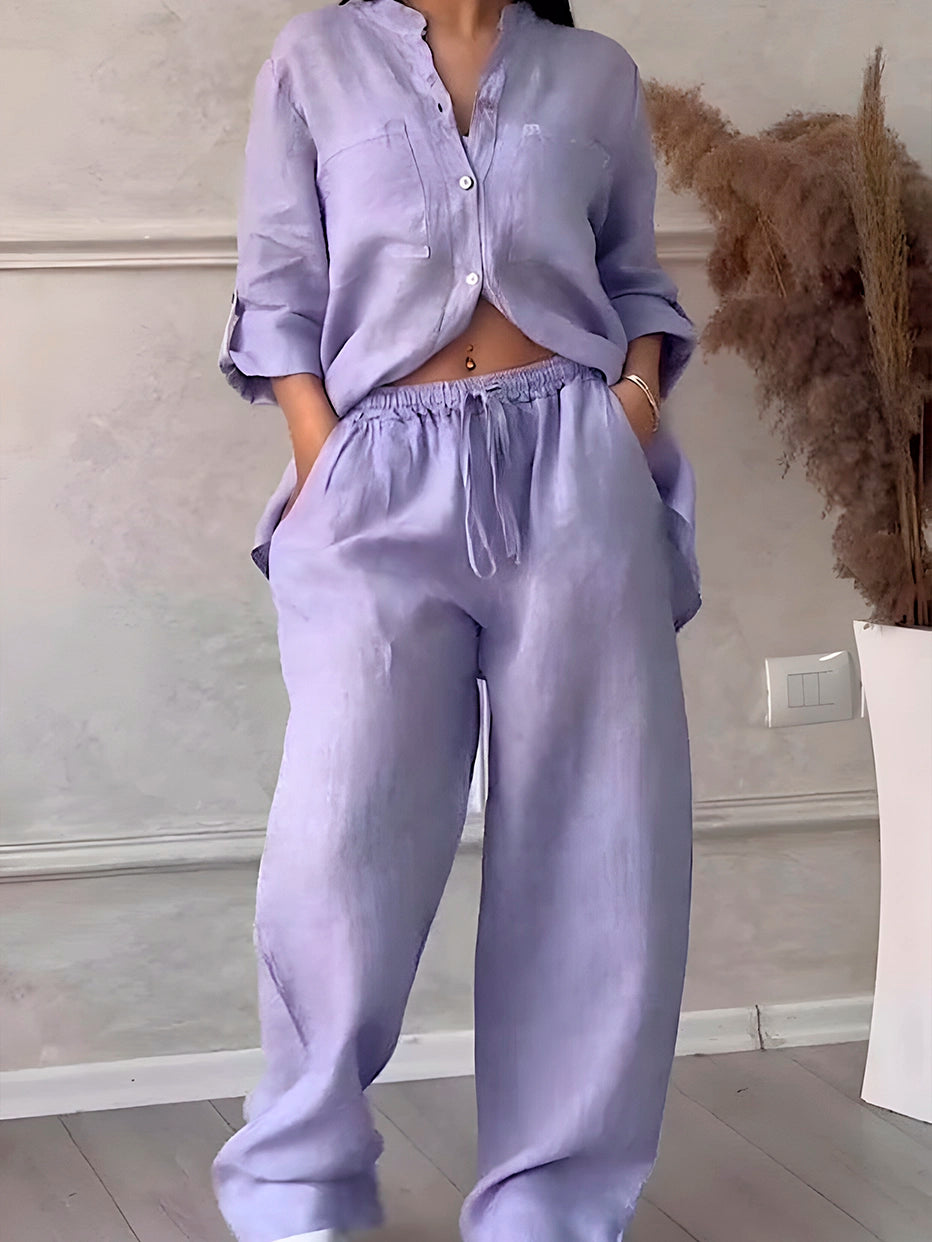 Conjunto Premium de Linho Calça + Camisa -  Perfeito para o Verão