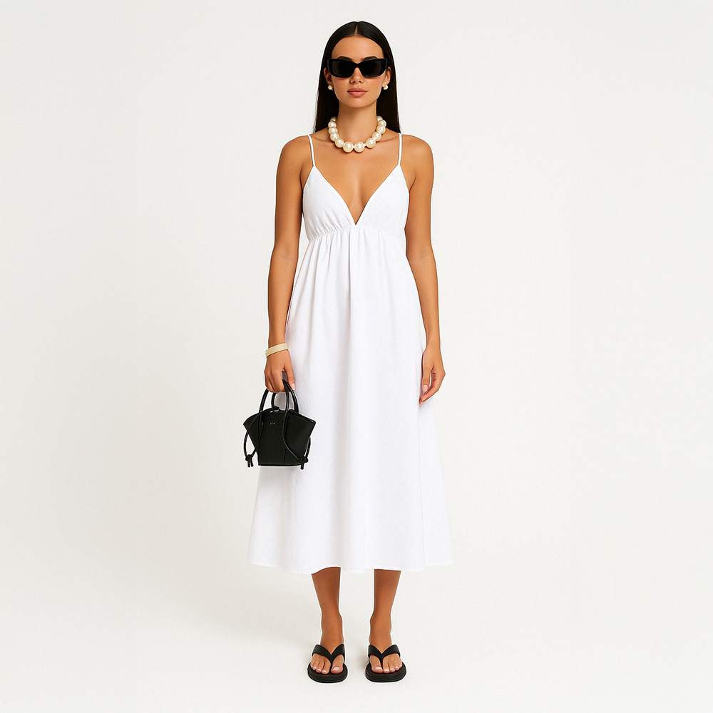 Vestido Flaviia - Decote em V Costas Livre